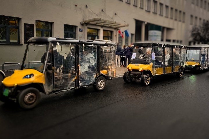 a truck on a city street