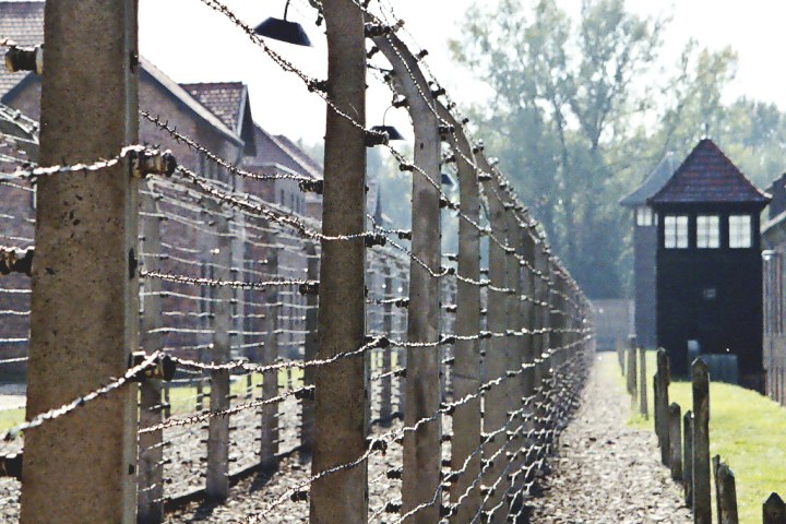 a close up of a fence