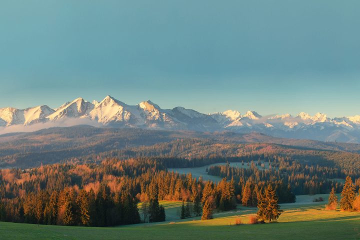Summer morning in mountains