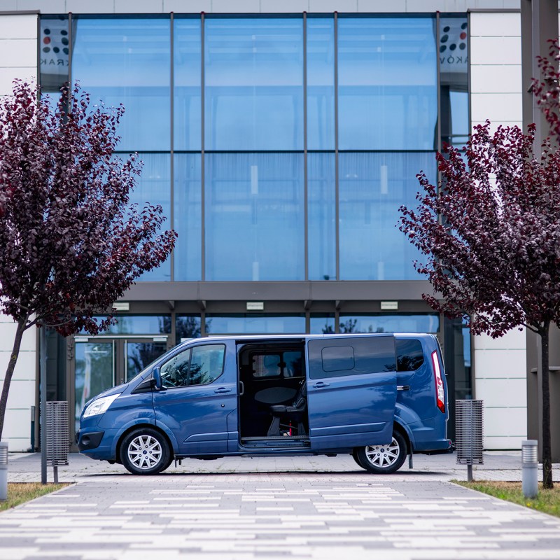 a car parked in front of a building