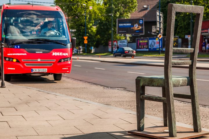 a bus that is parked on the side of a road