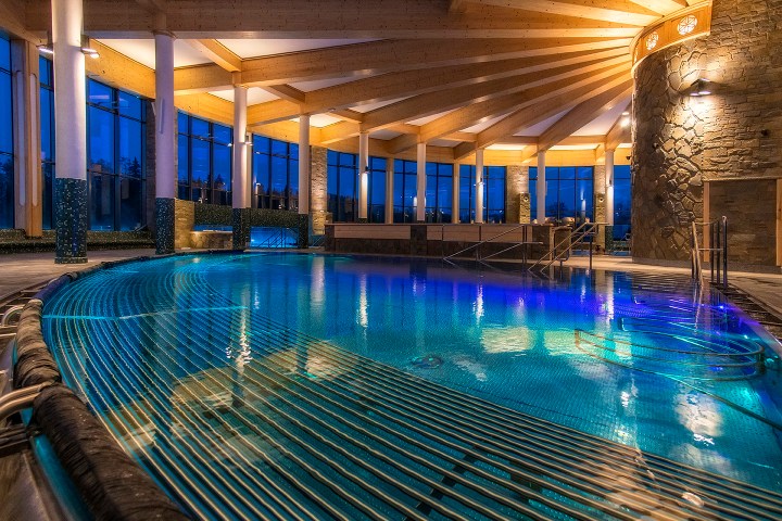 a blue pool of water