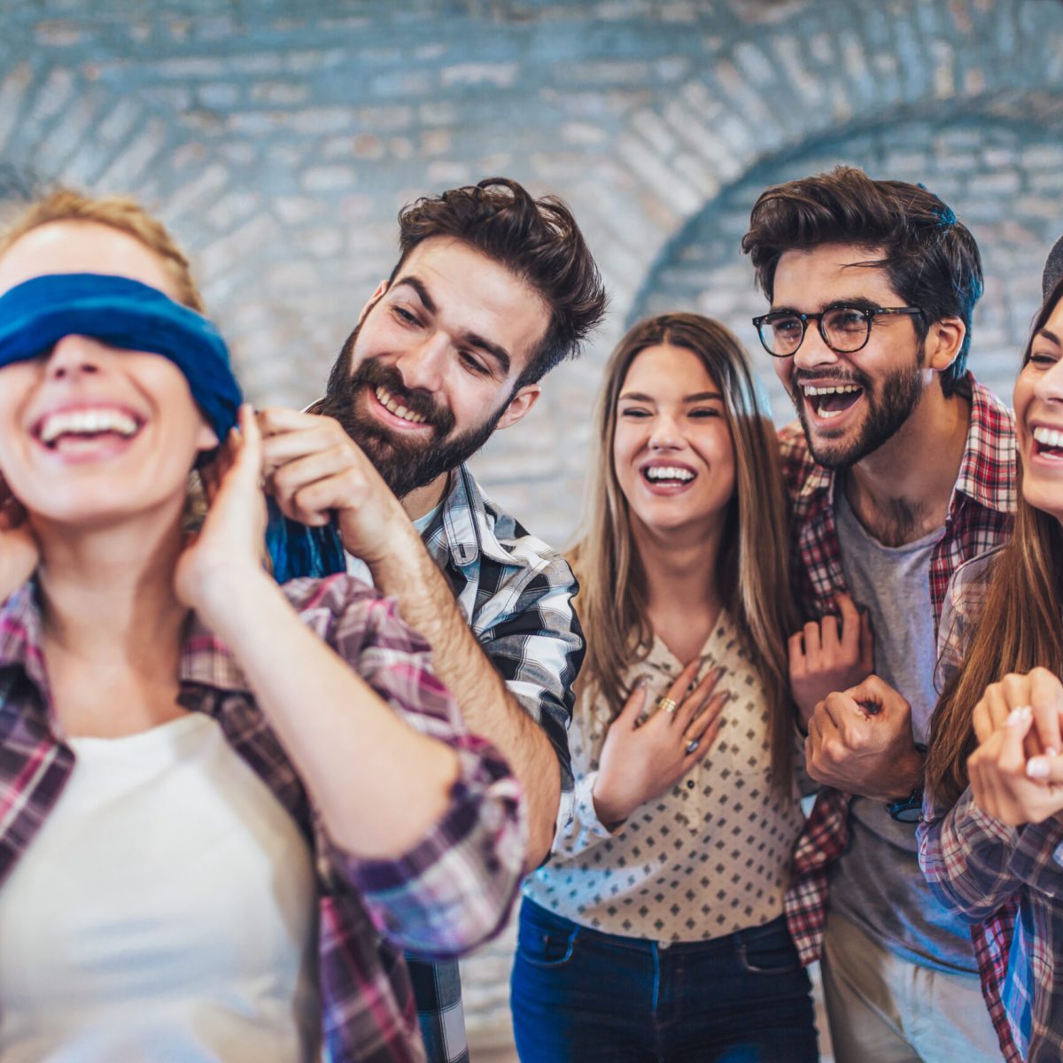 a group of people posing for the camera