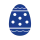 Blue Easter egg with polka dots and wavy lines.